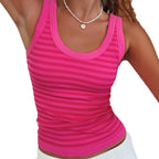 Damen nan geripptes tailliertes Tanktop mit U-Ausschnitt und breiten Trägern R&B
