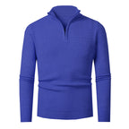 Herren nan Feinstrick-Halbzip-Pullover mit strukturierter Wellenoptik und Stehkragen R&B