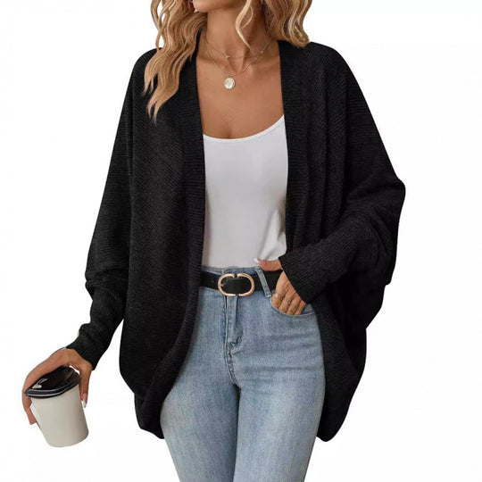 Damen lässige Strickjacke mit oversized Schnitt und lässigen Ärmeln R&B