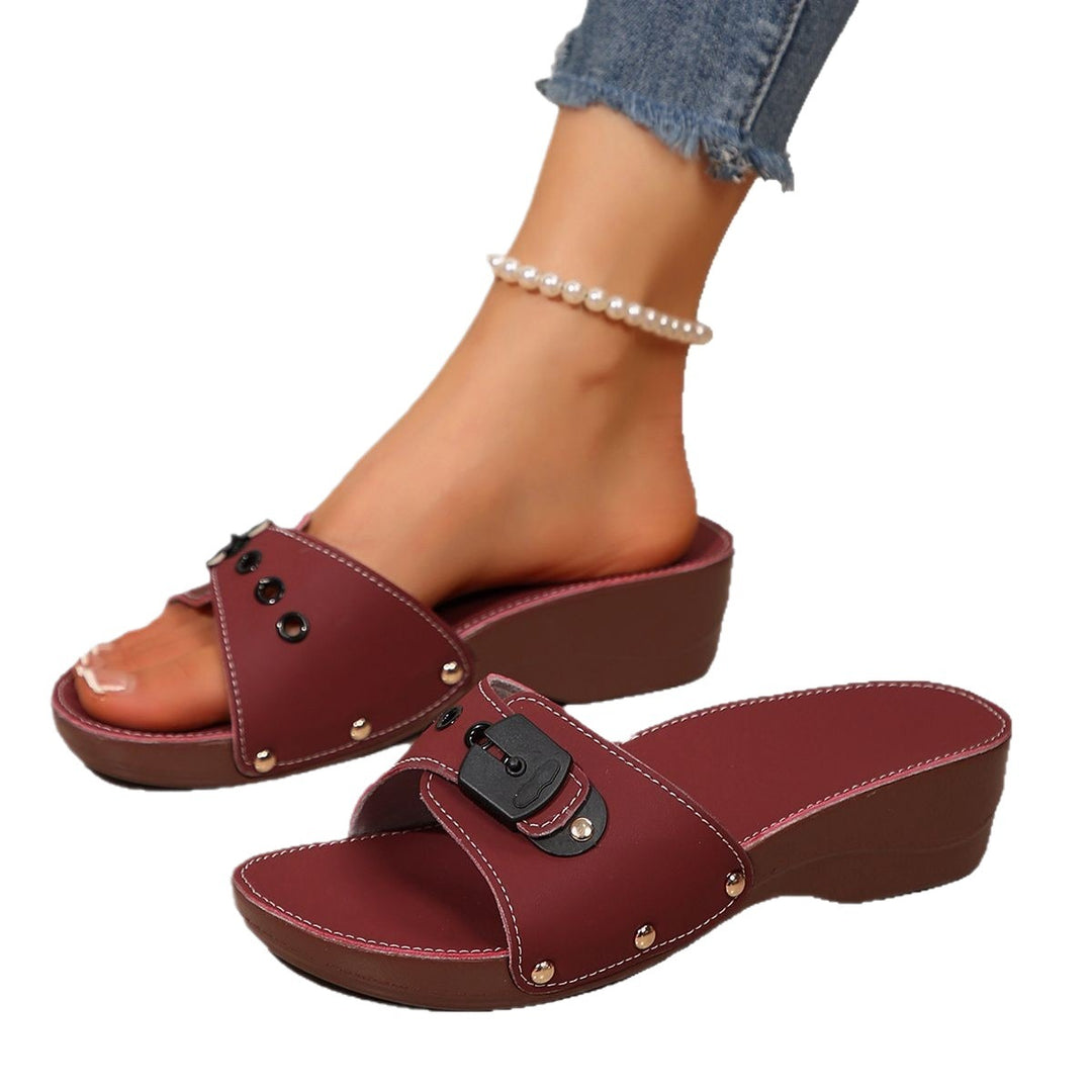 Damen Komfortable Wedge-Pantoletten mit dekorativem Riemendesign R&B