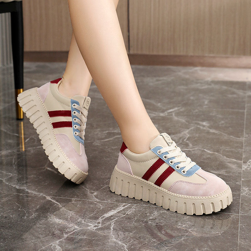 Damen Plateau Sneakers mit modischer Profilsohle und atmungsaktiver Obermaterialstruktur R&B