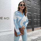 Damen lässiger Strickpullover mit modernem Muster R&B
