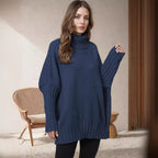 Damen Oversize Rollkragenpullover mit strukturiertem Strick R&B