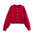 Damen Strickjacke mit Herzenknöpfen R&B