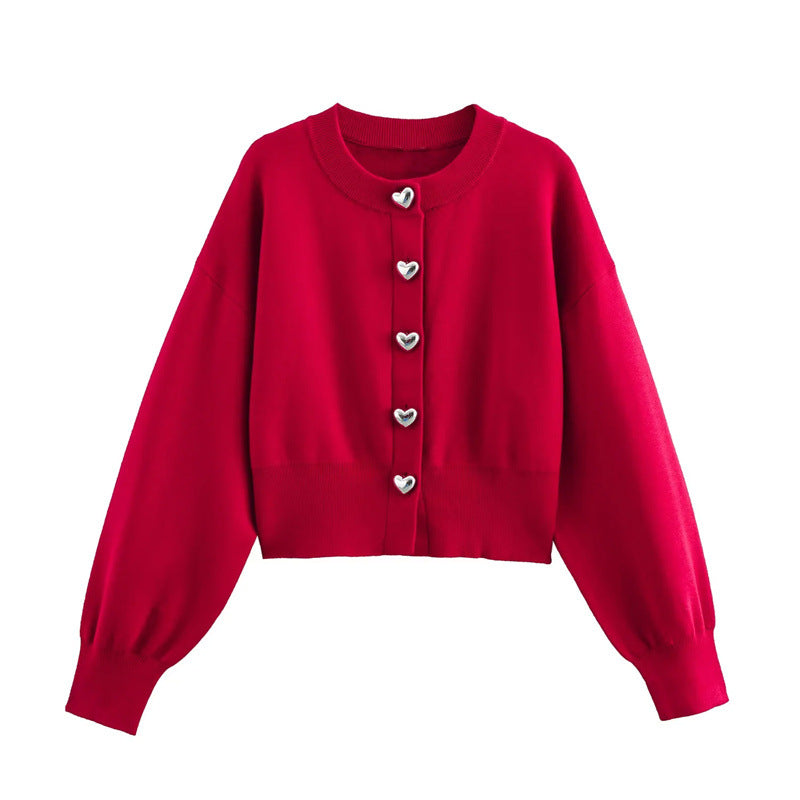 Damen Strickjacke mit Herzenknöpfen R&B