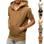 Herren lässiges Kurzarm-Hoodie mit praktischer Kängurutasche R&B