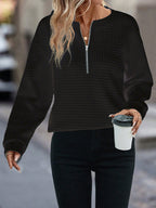 Damen Sportliches Sweatshirt mit halbem Reißverschluss R&B
