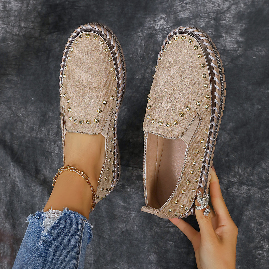 Damen Glamouröse Slip-On Sneakers mit funkelndem Glitzer und Nieten R&B