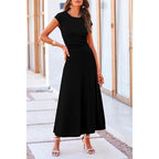 Damen Elegantes Maxikleid mit tailliertem Oberteil und fließendem Rock R&B