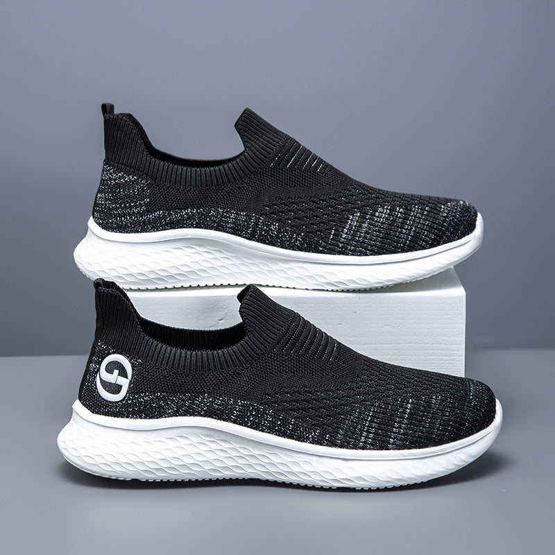 Damen Bequeme Slip-On Sneakers mit atmungsaktivem Strickmaterial und rutschfester Sohle R&B