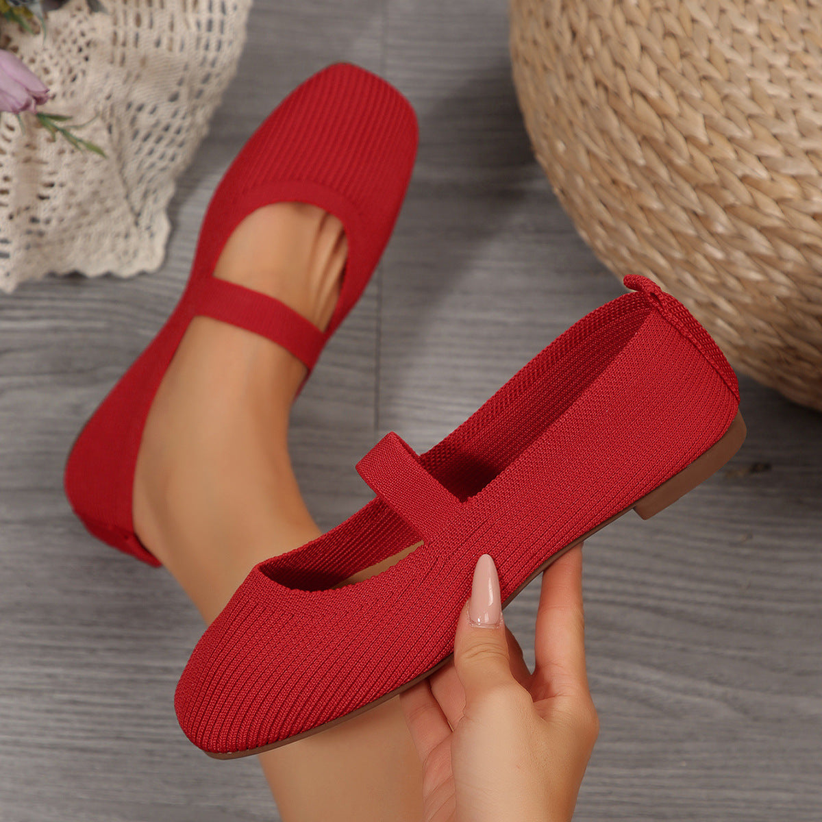 Damen Ballerinas mit elastischem Riemchen und strukturiertem Obermaterial R&B