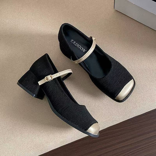 Damen Elegante Mary Jane Schuhe mit feinem Obermaterial und verstellbarem Riemen R&B