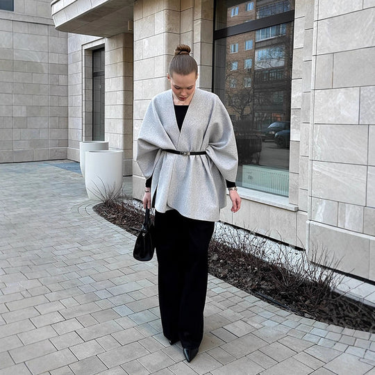 Damen modische Capeshirt mit asymmetrischem Design R&B