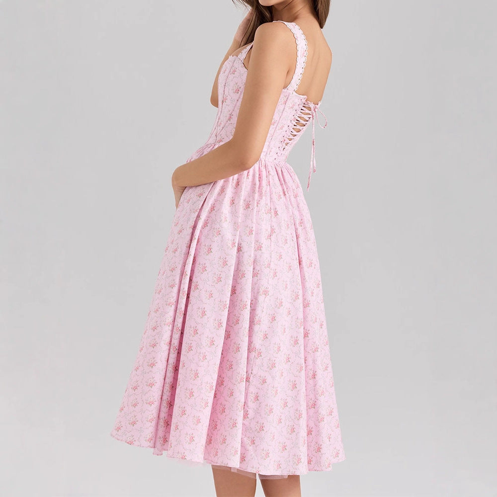 Damen Fein genähtes Sommerkleid mit floralen Mustern R&B