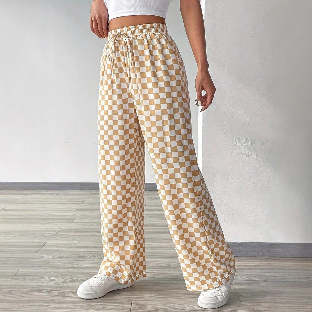 Damen Leichte Karohose im modischen Schnitt mit elastischem Bund R&B