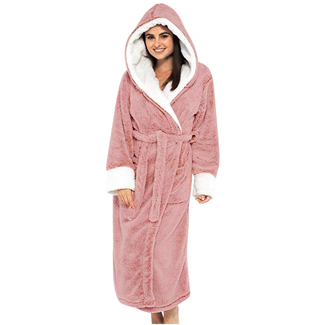 Damen Kuscheliger Fleece-Morgenmantel mit Kapuze und Gürtel R&B