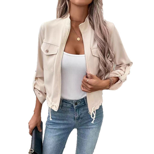 Damen lässige Utility-Jacke mit hochwertigen Details und verstellbarem Saum R&B