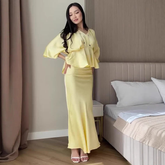 Damen Elegantes Wickelkleid mit fließendem Schnitt R&B