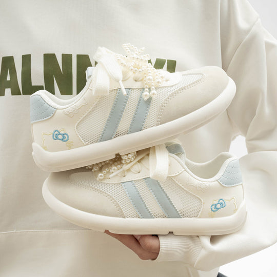 Damen Sneakers mit verspielten Perlenverzierungen und floralem Design R&B