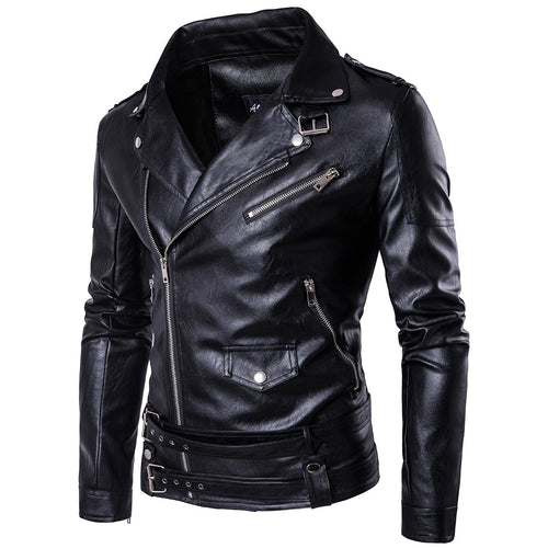 Herren Leder Bikerjacke mit robusten Reißverschlüssen R&B
