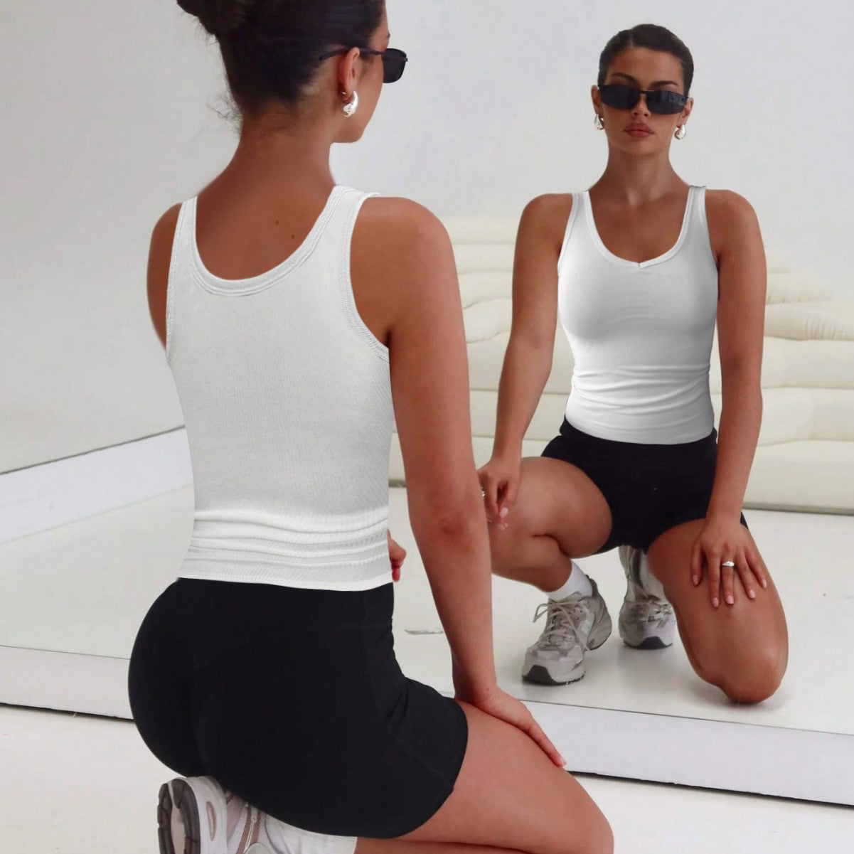 Damen figurbetontes V-Ausschnitt Tanktop Set R&B