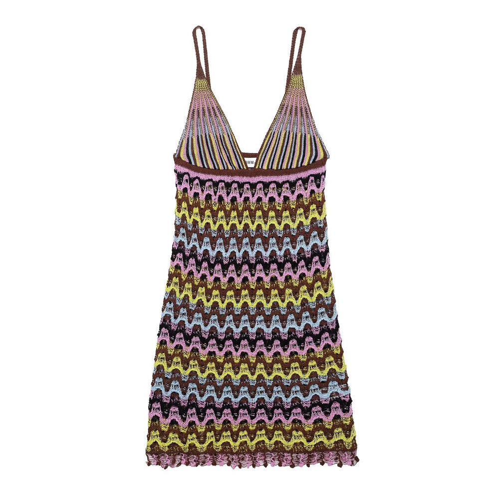 Damen Sommerliches Chiffonkleid mit Wellenmuster und verstellbaren Trägern R&B