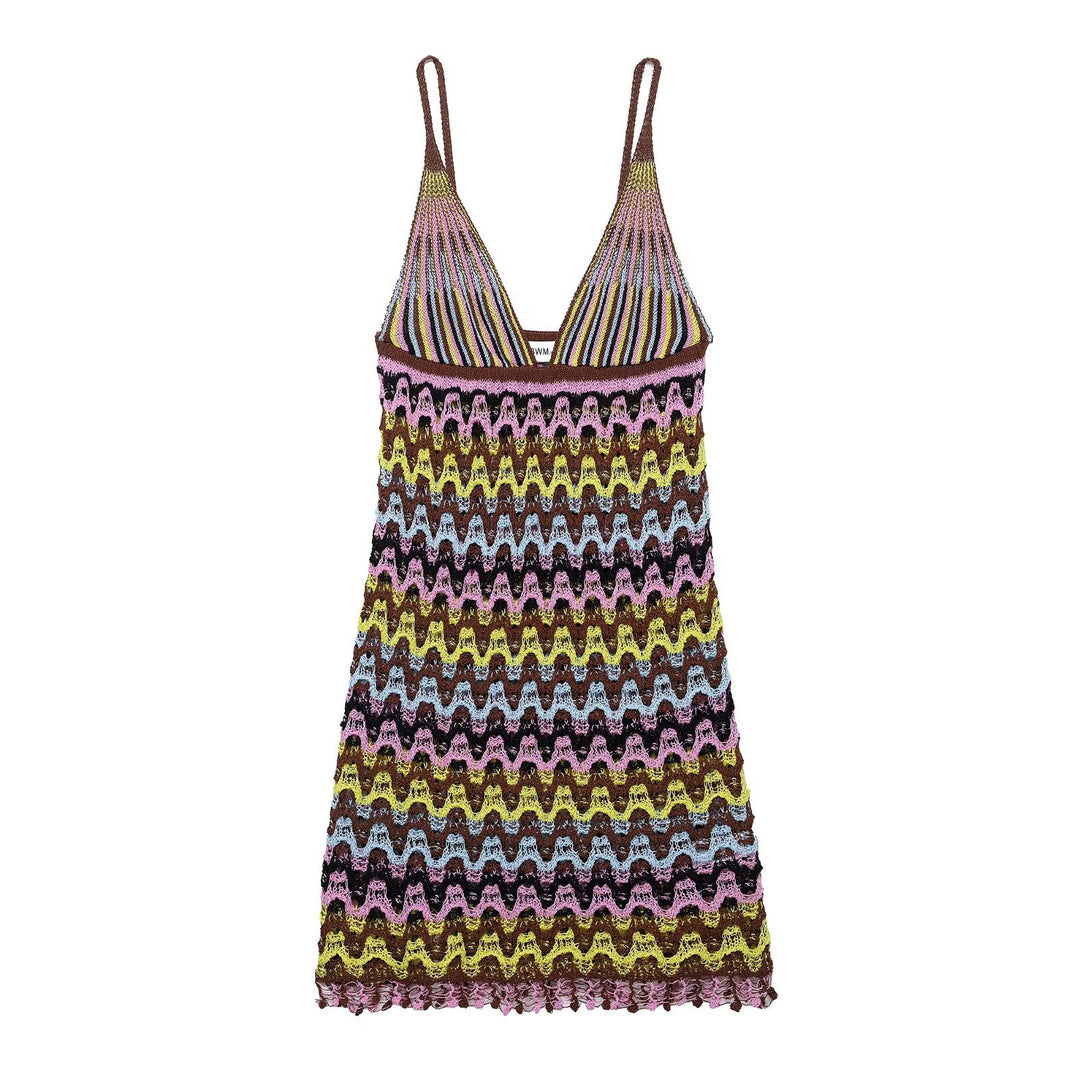 Damen Sommerliches Chiffonkleid mit Wellenmuster und verstellbaren Trägern R&B