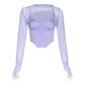 Damen Modisches Longsleeve Oberteil mit transparentem Material und integrierter Unterbruststütze R&B
