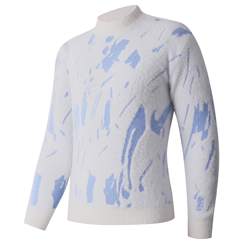 Damen modischer Pullover mit strukturiertem Muster und hohen Kragen R&B