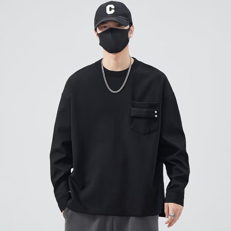 Herren lässiges Langarmshirt mit praktischer Brusttasche R&B