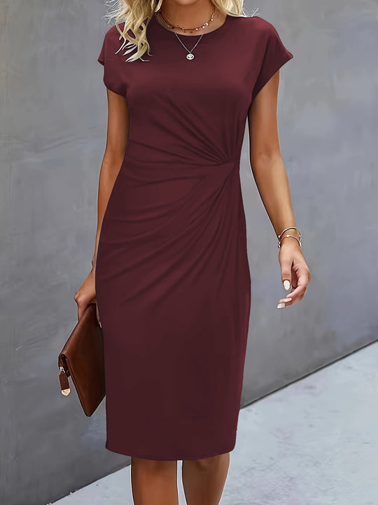 Damen figurbetontes Wickelkleid mit trendigen Drapierungen und klassischem Schnitt R&B
