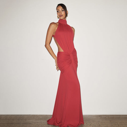 Damen Figurumspielendes Abendkleid mit hochgeschlossenem Design und raffinierten Drapierungen R&B
