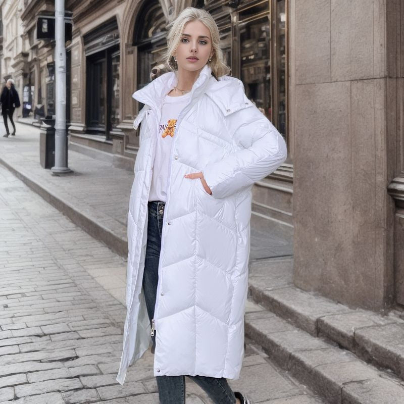 Damen lange isolierte Pufferjacke mit voluminösem Schnitt und praktischen Eingrifftaschen R&B