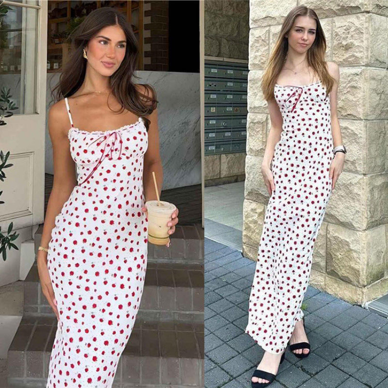 Damen Maxikleid mit verspieltem Blumendruck und verstellbaren Trägern R&B