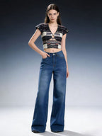 Damen Weite High-Waist Jeans im klassischen Design