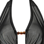 Damen Strandkleid mit tiefem V-Ausschnitt und raffiniertem Knoten R&B