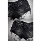Damen Modische Destroyed Denim-Shorts mit Nieten