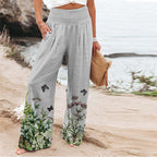 Damen Palazzo-Hose mit floralem Motiv und elastischem Bund R&B