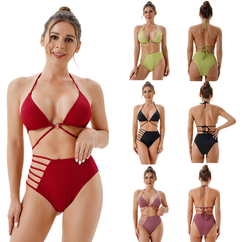 Damen Hochtailliertes Bikini-Set mit modischen Cut-Out-Details R&B