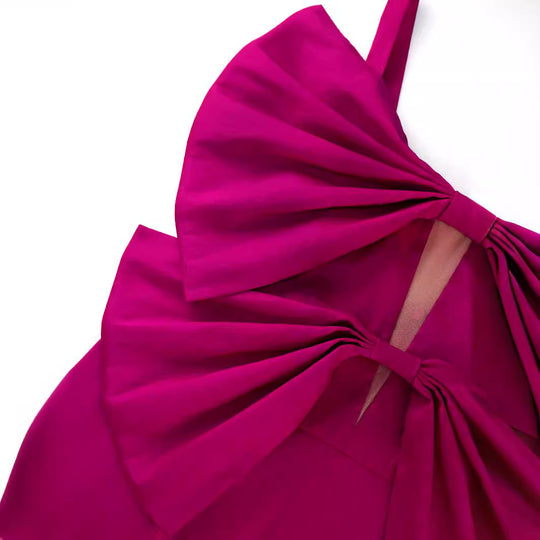 Damen figurbetontes Kleid mit voluminösen Schleifen R&B