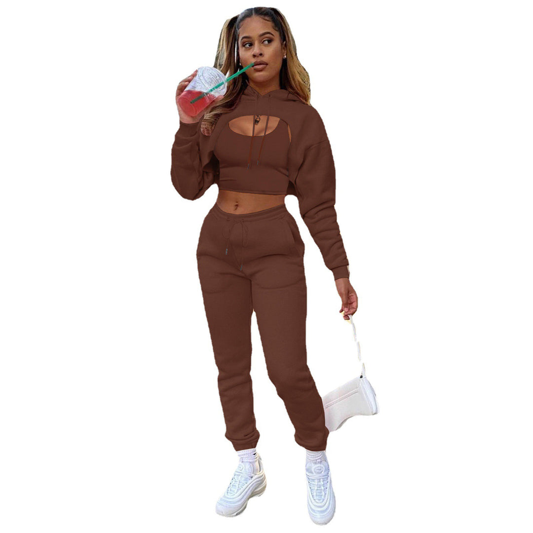 Damen Sportlicher Zweiteiler mit cropped Hoodie und bequemen Jogginghosen R&B