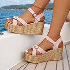 Damen Wedge-Sandalen mit kunstvollem Riemen-Design und komfortabeler Sohle R&B