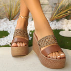 Damen Wedge-Sandalen mit geflochtenen Detail