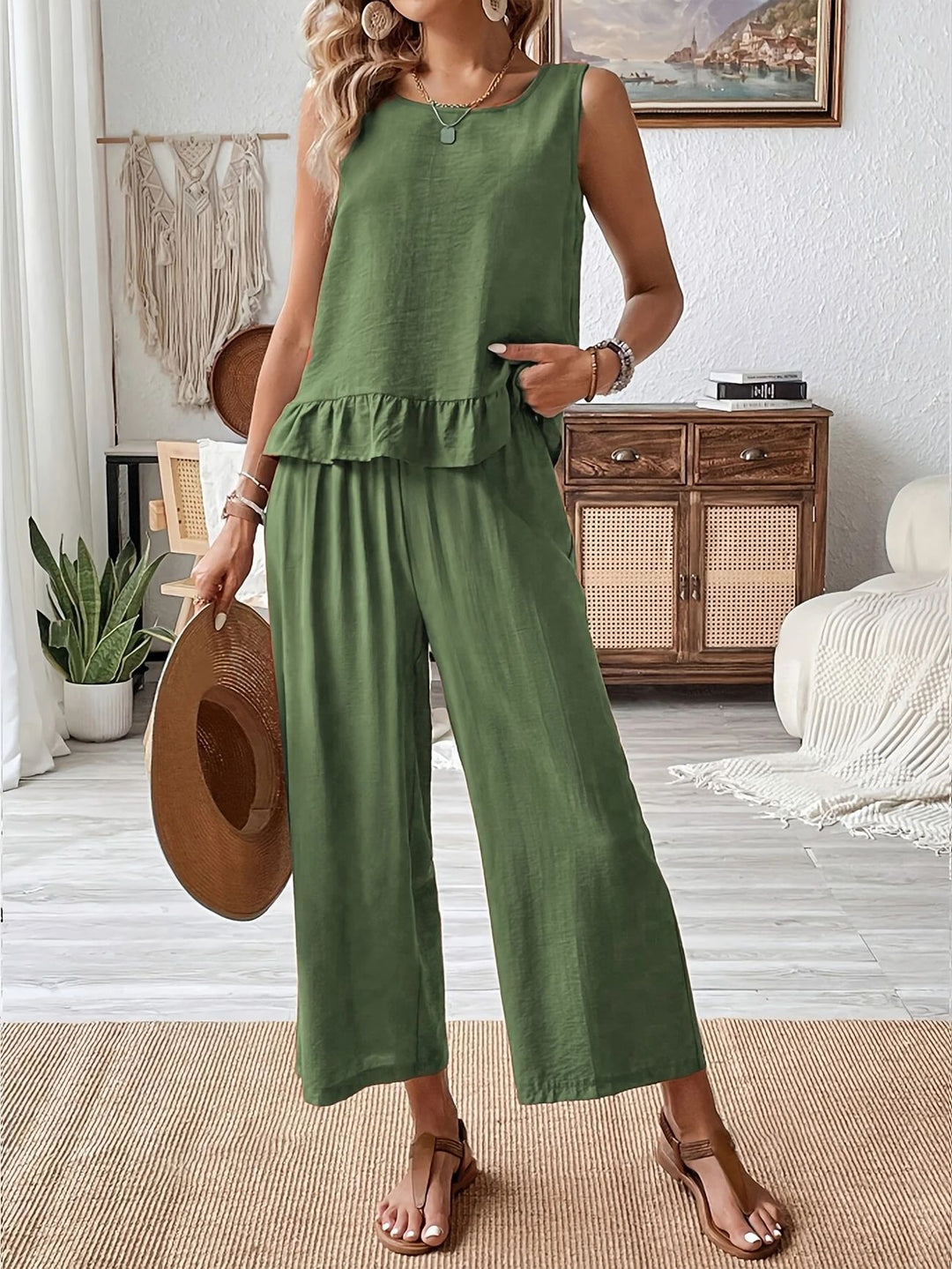 Damen luftiger Overall mit Rüschendetails R&B