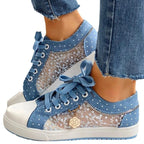 Damen Sneakers mit transparentem Obermaterial und floralen Details R&B