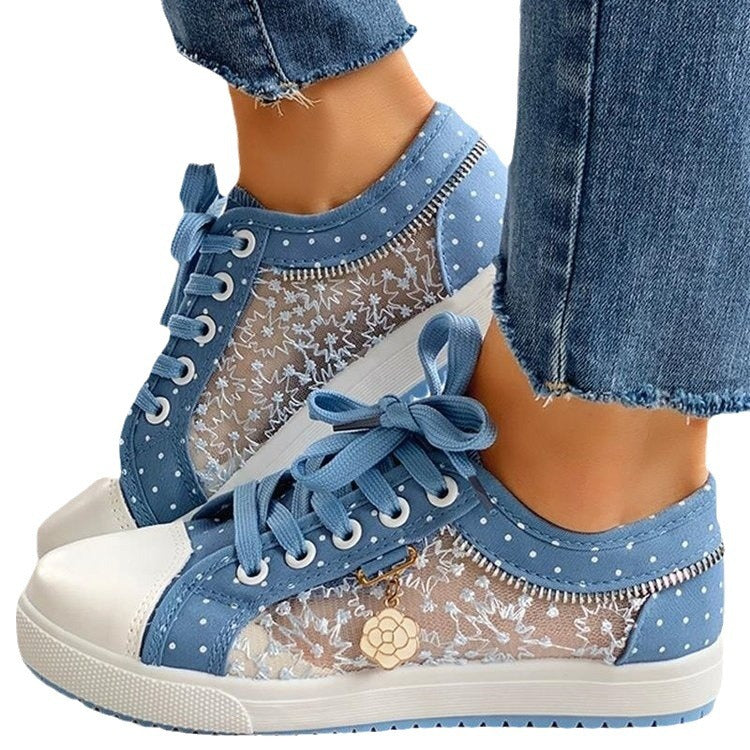 Damen Sneakers mit transparentem Obermaterial und floralen Details R&B