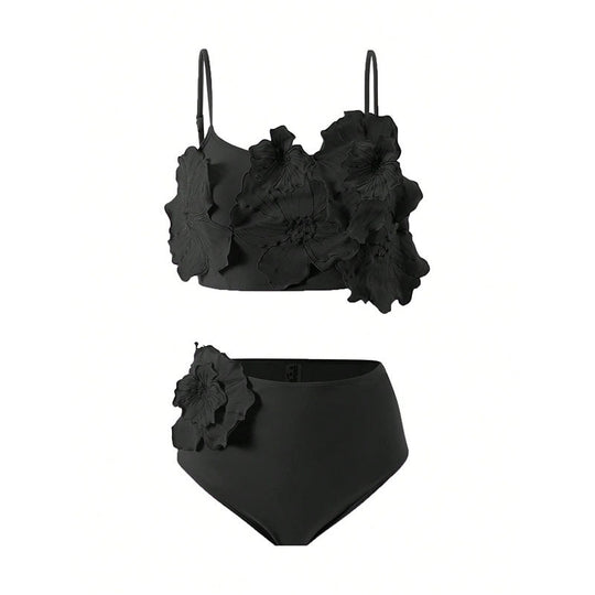 Damen Hoch tailliertes Bikini-Set mit floralem Design R&B