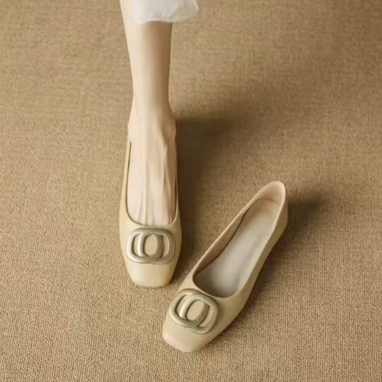 Damen Ballerinas mit eleganter Schmuckapplikation und bequemem Blockabsatz R&B