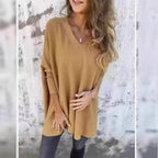 Damen V-Ausschnitt Oversized Pullover R&B