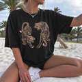 Damen T-Shirt mit einzigartigem Tiger-Design und lockerer Passform R&B